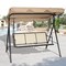 Costway 3 Person Outdoor Patio Swing Canopy Awning Yard Furniture Hammock Steel Beige